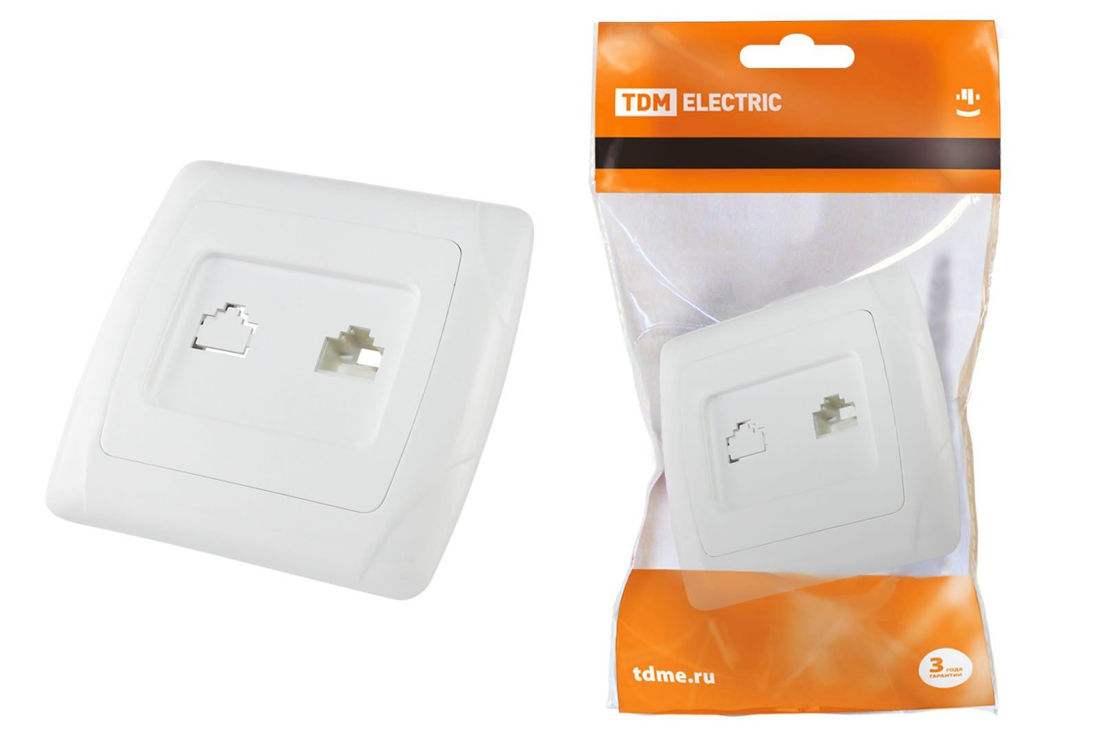 Розетка компьютерная RJ45  белая "Онега" TDM