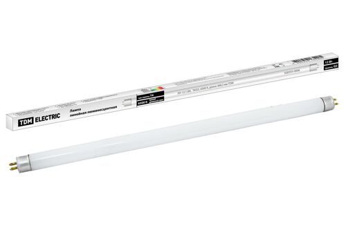 Лампа люминесцентная линейная двухцокольная ЛЛ-12/12Вт, T4/G5, 6500 К, длина 368,2мм TDM